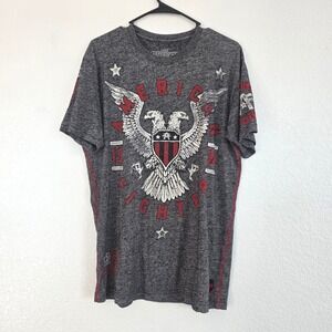 American Fighter Mens Large Graphic T Shirt Eagle Flag USA Made